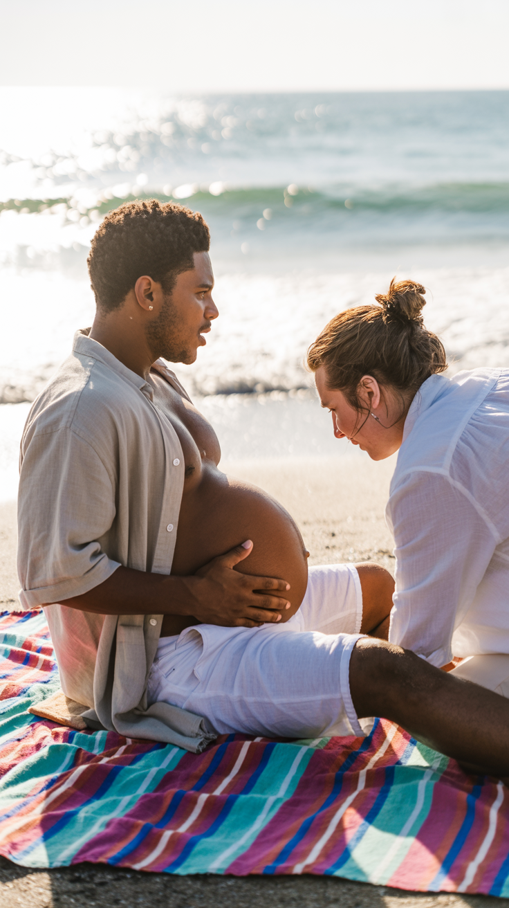 Bumpin' at the Beach: Surf's Up for Dads-to-Be!