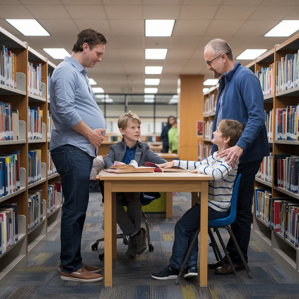 Pregnant Dad's Library Adventure