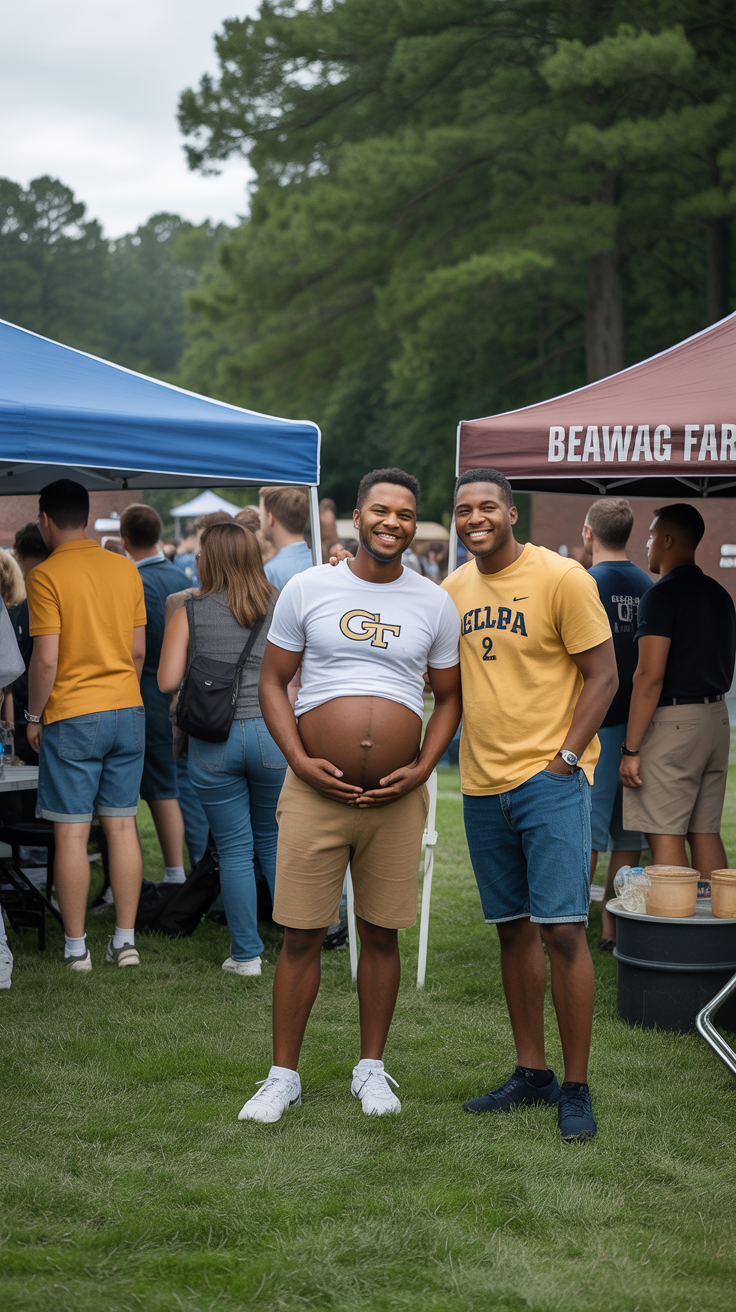 Epic Pregnant Guy Football Tailgate Vibes